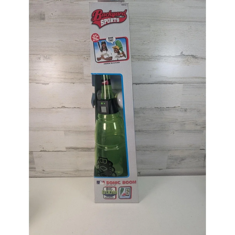 Backyard Sports Sonic Boom Bat‎ & Ball Set Green Baseball Toy Andrew McCutchen